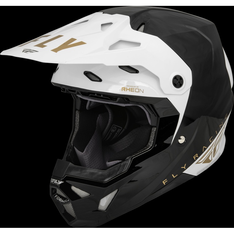FLY RACING Formula Cp Slant Helmet Black/White/Gold Sm