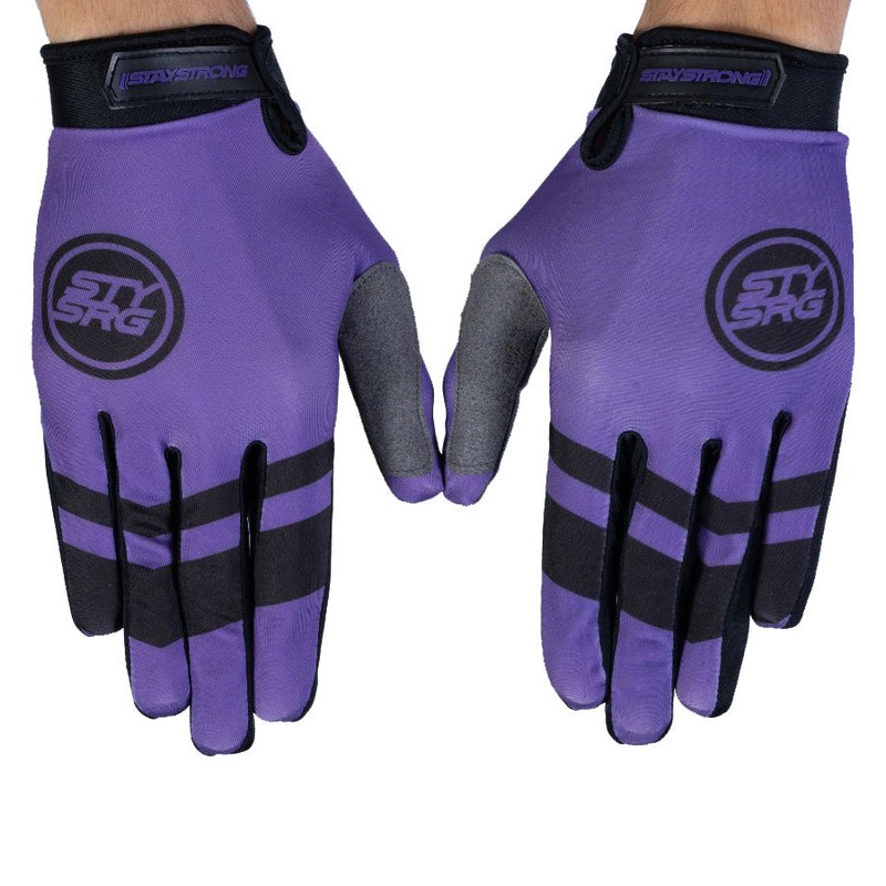 Stay Strong Chevron BMX Race Gloves-Purple Adult Large
