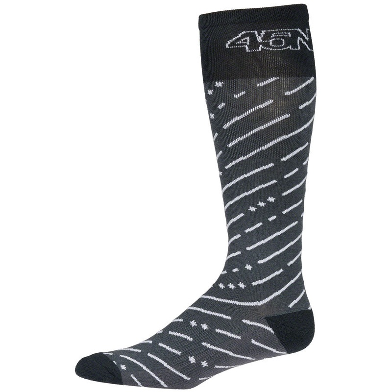 45NRTH Snow Band Midweight Knee High Wool Sock – Dark Gray/Dark Blue Small