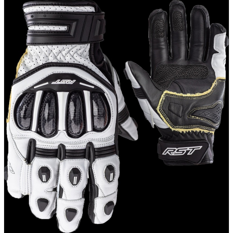 RST Tractech Evo 4 Short Ce Glove White/White/Black Sm White/White/Black 8