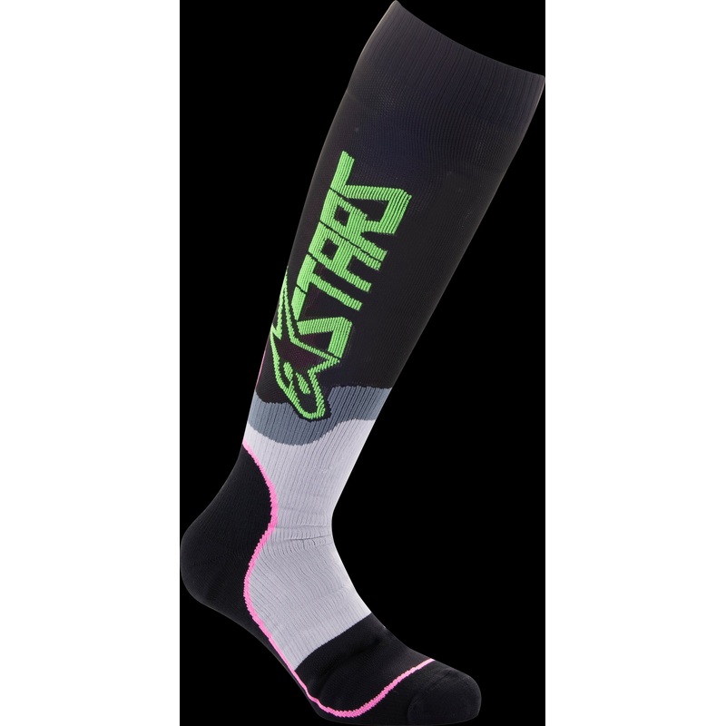 ALPINESTARS Mx Plus-2 Socks Black/Neon Green/Fluorescent Pink Small