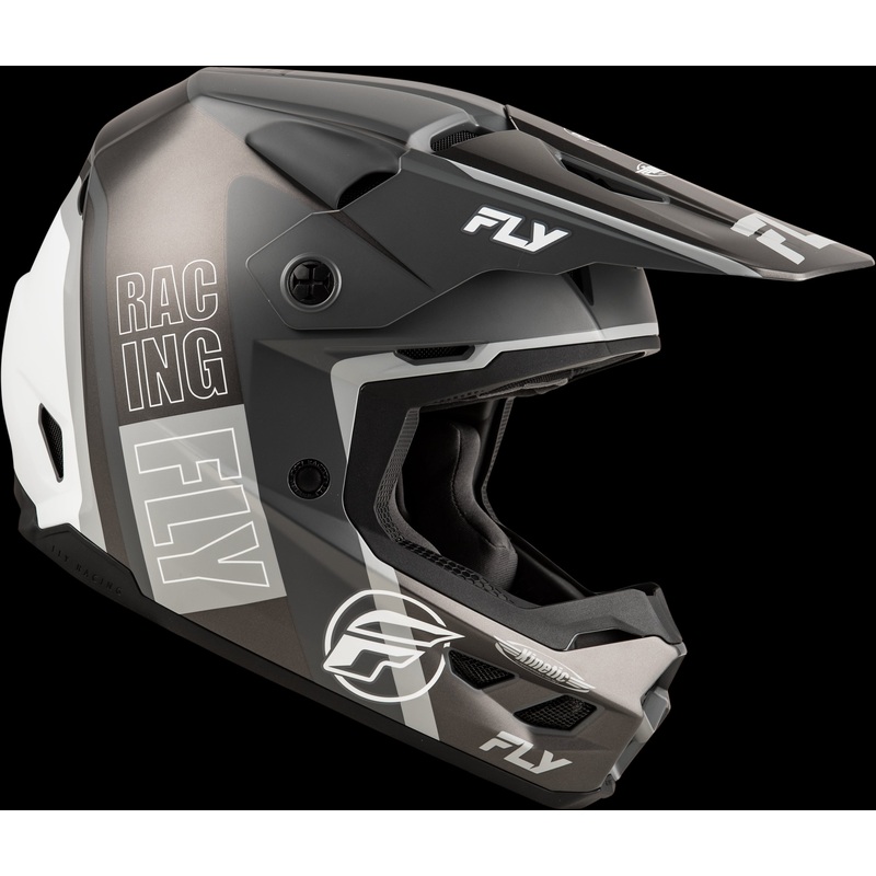 FLY RACING Kinetic Rally Helmet Matte Grey/Black/White Md