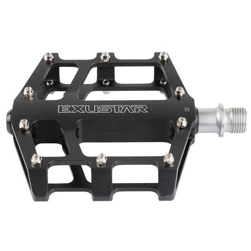 Exustar E-PB525 Platform Pedals Body: Aluminum Spindle: Cr-Mo 9/16” Black