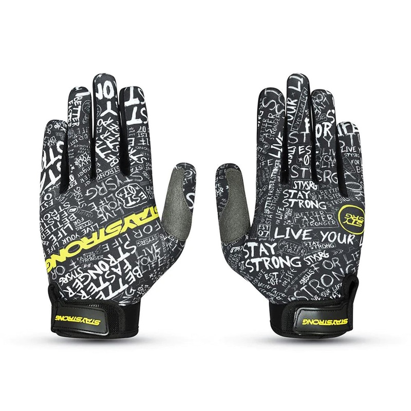 Stay Strong Scribble BMX Race Gloves-Black Adult X-Small