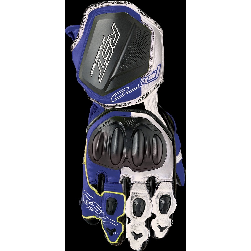 RST Pro Series Gp D3o Gloves White/Blue Leather Sm Black/Blue Small