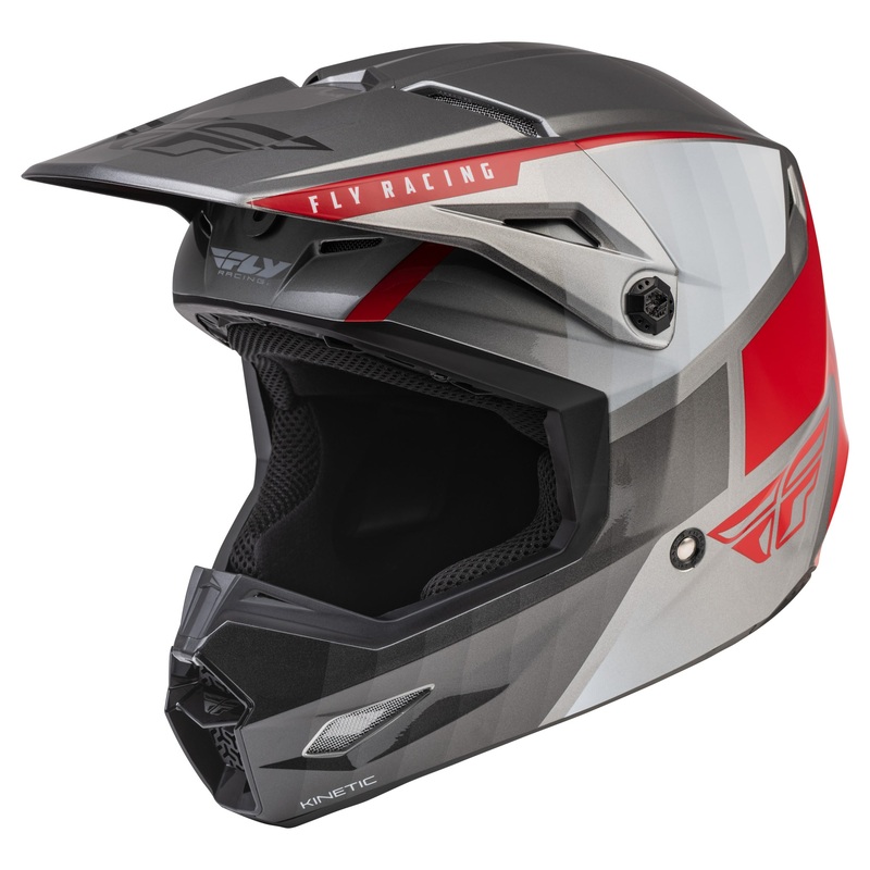 Fly Racing Kinetic Drift BMX Race Helmet-Charcoal/Light Grey/Red Large