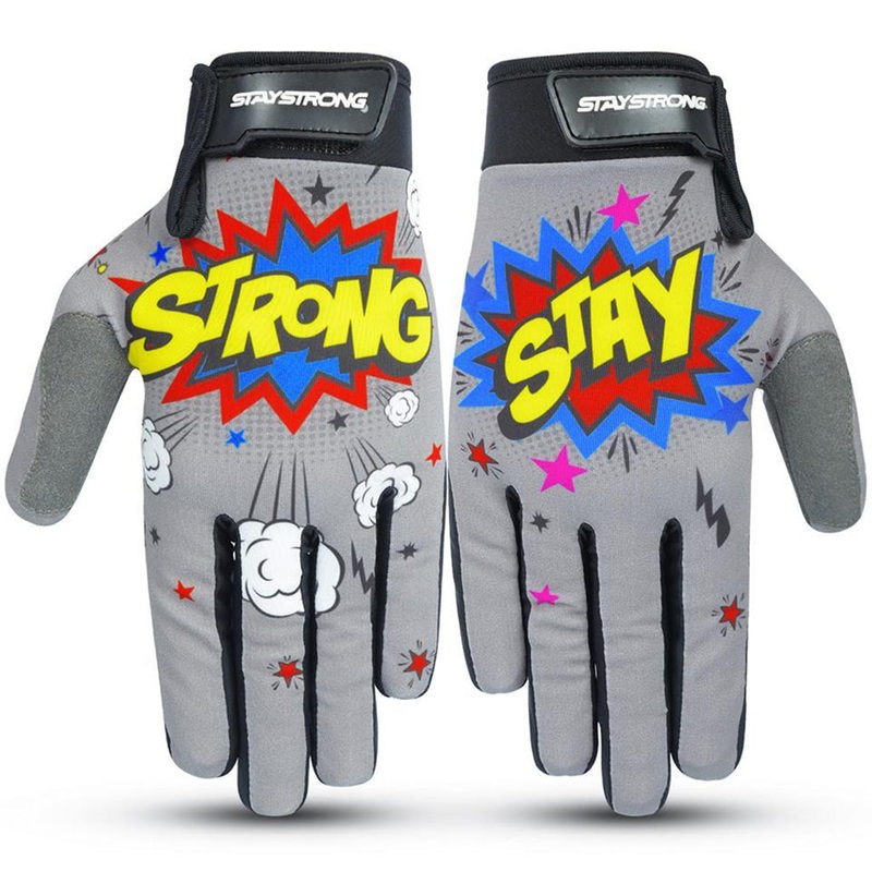 Stay Strong POW BMX Race Gloves-Grey Adult Large