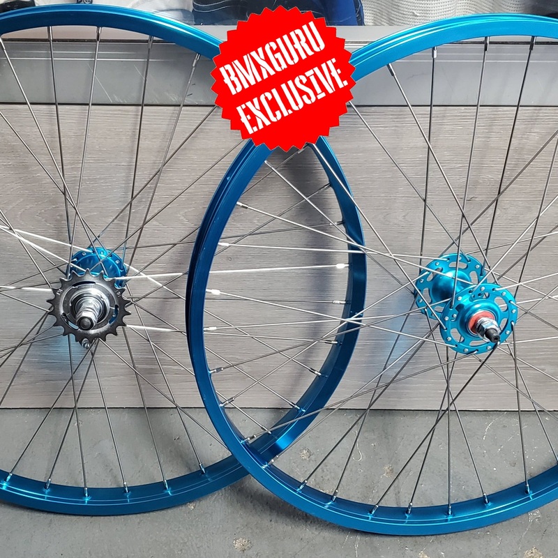 26″ 7X style Coaster Brake BMX Wheelset – Pair – Blue Anodized