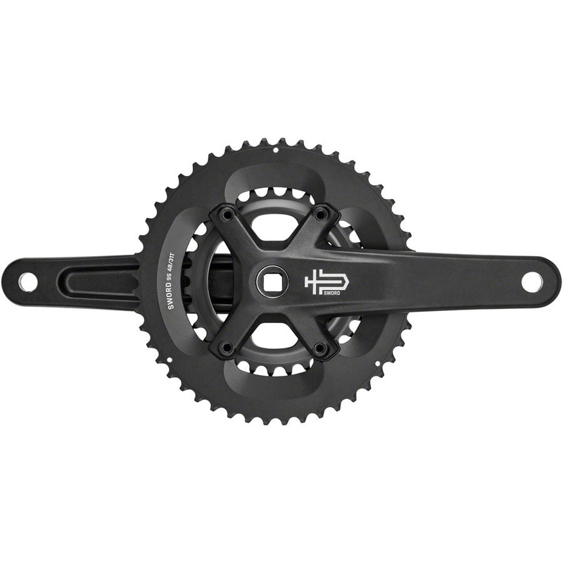 microSHIFT Sword Black 2x Crankset – 170mm, 9-Speed, 48/31t, 110/80 Asym BCD, JIS Square Taper Spindle Interface, Black