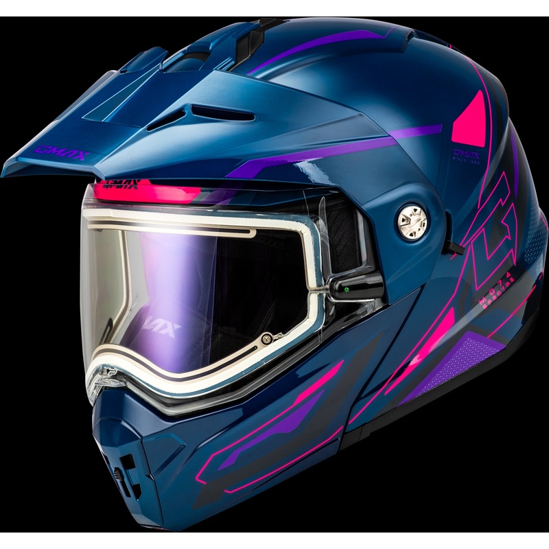 GMAX Md-74s Spectre Snow Helmet W/ Elec Shld Blue/Pink/Purple Sm