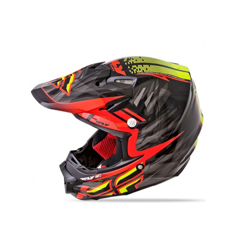 Fly Racing F2 Carbon Shorty Helmet-Black/Red/Lime X-Small
