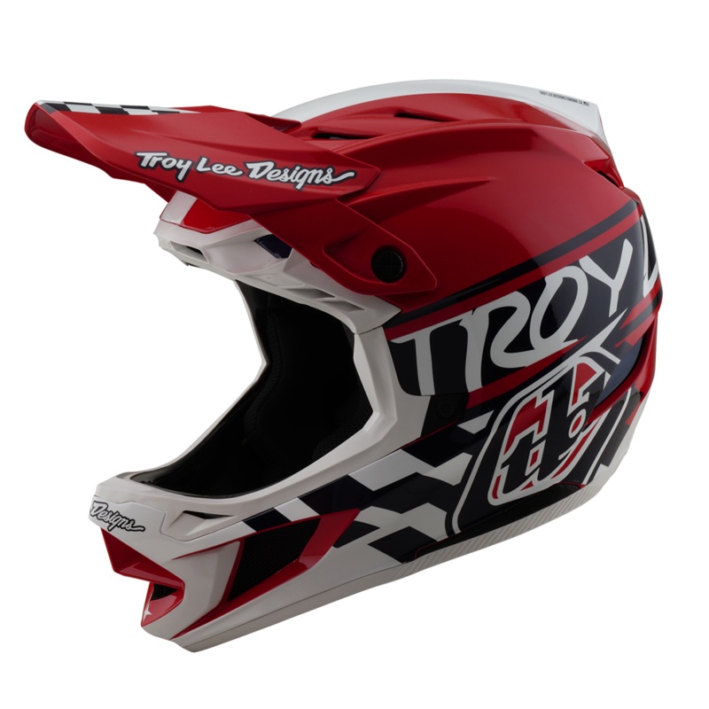 Troy Lee Designs D4 Polyacrylite MIPS BMX Race Helmet-Fifty-50 White/Red Adult X-Small