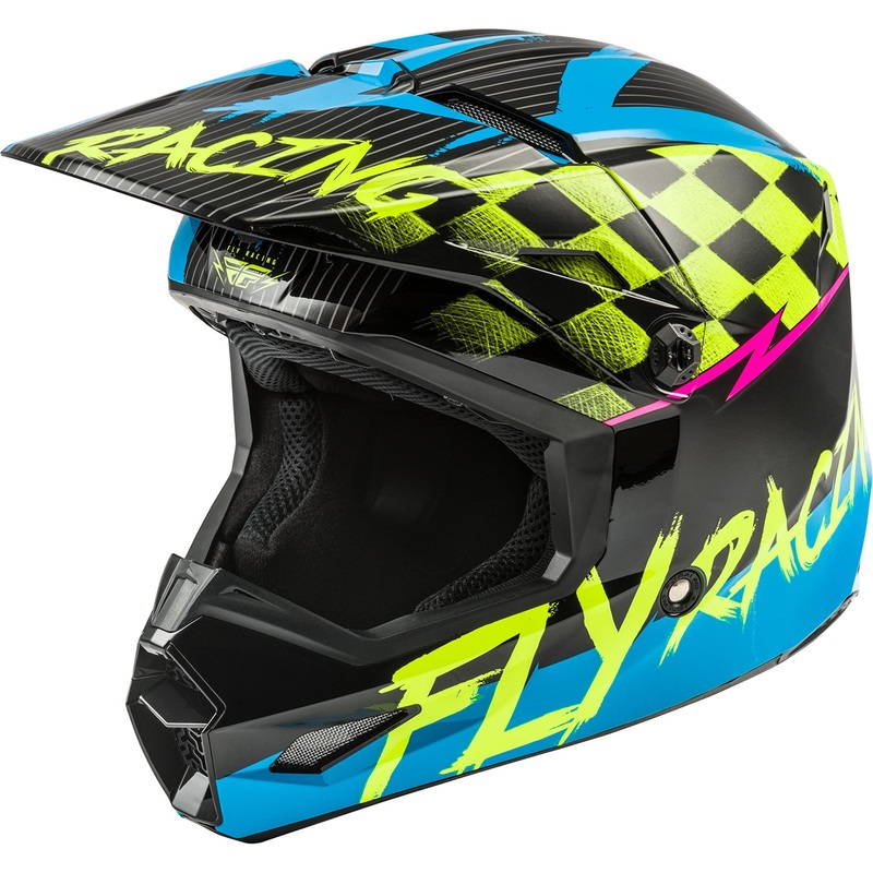 Fly Racing Kinetic Sketch BMX Race Helmet-Blue/Hi-Vis/Pink Youth Large