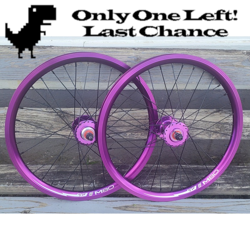 20″ TNT M80X Sealed High Flange Flip-Flop BMX Wheelset – Pair – Purple