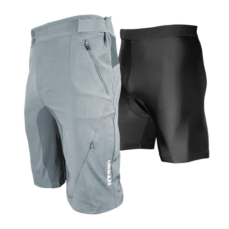 Men’s Gravel Grinder Cyclocross / MTB Shorts – Flex Soft Shell Shorts with Zip Pockets and Vents Small Blue – with Padded Underliner