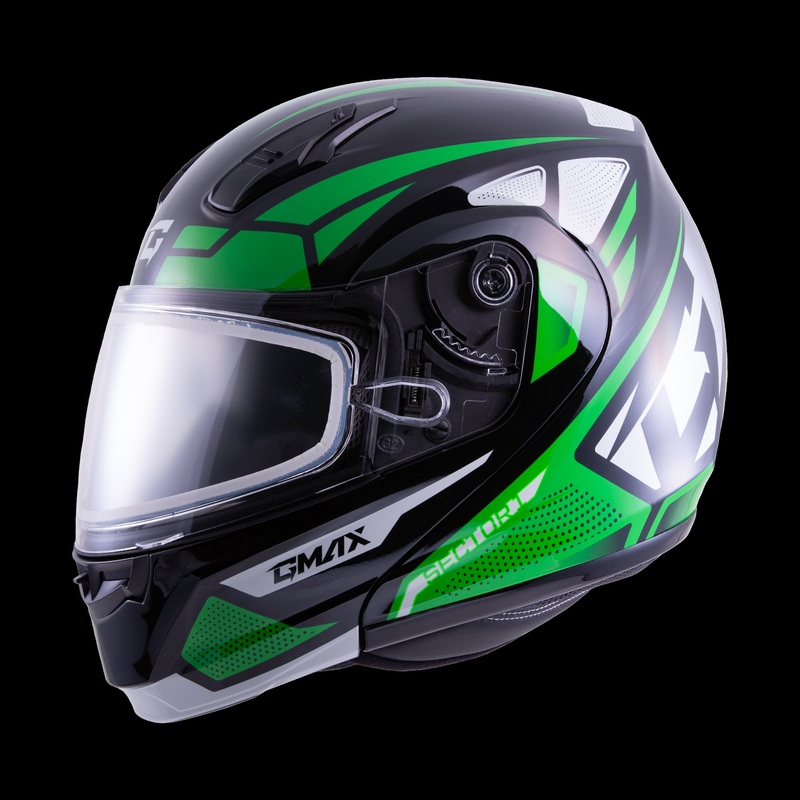 GMAX Md-04s Sector Snow Helmet Blk/Green/Wht 2x