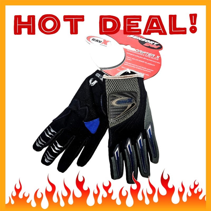 RAVX Drifter MTB/BMX Gloves – Size 7 / Adult X-Small – Black/Blue