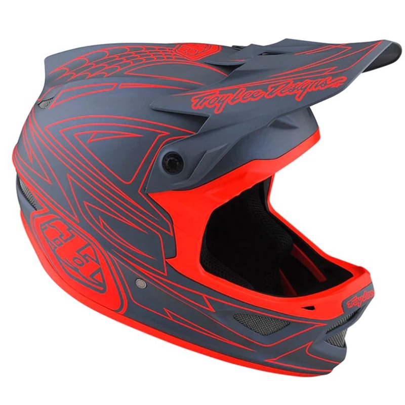 Troy Lee D3 Fiberlite Race Helmet – SpiderStripe Grey/Red Large